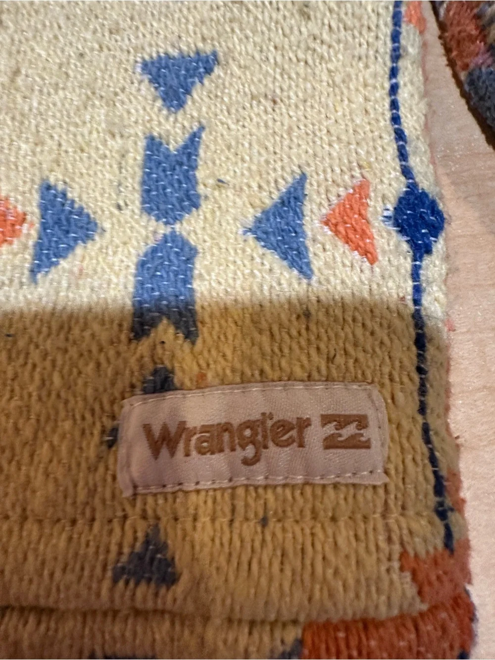 Wrangler Beige Crossbody Bag with Orange & Blue Patterned Weave